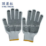 7G Gauge Bleach Cotton Knitted Safety Gloves with PVC Dots