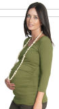 Ruched Khaki 3/4 Sleeve Maternity Top