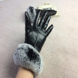Women Touch Screen Gloves Fur Cuff Genuine Leather Shipskin Gloves