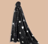 Fashion Winter Star Printed Black Lady Scarf (Hz79)