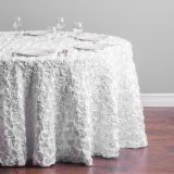 Polyester Round 3D Rosette Tablecloth for Ceremony Party Wedding Table Cloth