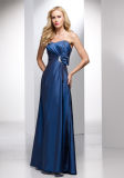 Navy Blue Beaded Waist Bridesmaid Gowns (BD3025)