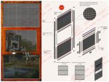 Three Section Woodgrain Aluminium Slide-up Flyscreen (BHN-TR0)