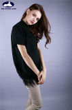 Cashmere High Neck Pullover with Feather Hem