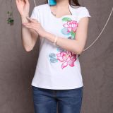 2014 Latest Fashionable 100% Cotton Printed Lady T-Shirt