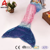 High Quality Gradient Color Sequins Flannel Fleece Mermaid Tail Blanket
