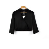 Top Quality Daily Wear Black Half Sleeve Blouses for Women Tops Blouse
