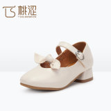 Childrens Fashion Bow Buckle Strap Square Heel Girls Princess Shoes