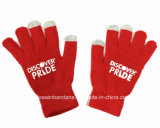 China Factory Produce Custom Printed Red Knitted Magic Screen Touch Gloves