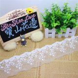 9cm Width Embroidery Fabric White Lace Polyester Embroidery Trimming Fancy Chemical Fabric Lace for Garments Accessory & Home Textiles & Curtains