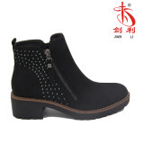 Sexy Zipper Rhinestone Flannelette Ankle Boots for Fashion Lady (AB606)
