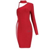 Women's Red Hollowed-out Personality Round Collar Single Sleeve Skirt