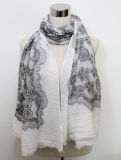 Lady Flower Printed Fashion Cotton Voile Spring Scarf (YKY1061)