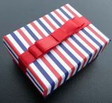 Colorful Striped Printing Tie Package Box with Red Bowknot