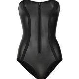 Neoprene Black Textured Rubber Strapless One Piece Bathing Suits