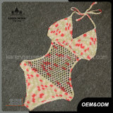 Melange Color Halter Handmade Crochet Monokini Swimwear