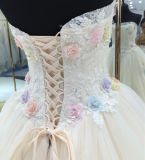2017 New Style Soft Handmade Ball Gown Wedding Dress with Colorful Flowers