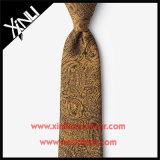 100% Silk Jacquard Woven Yellow and Black Neck Tie for Men