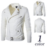 White Color PU Leather Jacket Motorcycle Jacket for Men