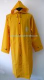 Yellow Long Raincoat with Reflecting Strips and Hood