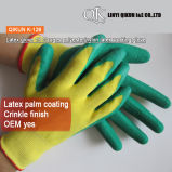 K-126 13 Gauges Polyester Nylon Crinkle Latex Working Safety Gloves