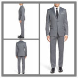 Hand Made Merino Wool Fabric Trendy Light Grey Business Suit for Men (SUIT63058)