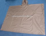 100% Polyester Khaki Waterproof Rain Poncho with PVC Coating for Wholesale