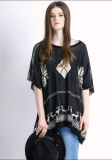 Lady Fashion Mercerized Cotton Knitted Sweater Poncho Shirt (YKY2024)