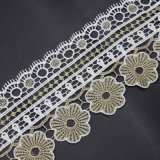 10cm Wide Gold Eyelash Embroidery Lace Trim Floral Pattern 162