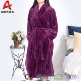 Wholesale 280GSM Cut Plush Flannel Fleece Women Bathrobe Sleepwear