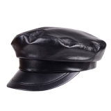 Black PU Military Cap with Customed Logo