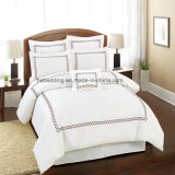 100% Polyester White Microfiber with Embroidery Hotel Bedding Sets