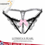 Sexy Mature Ladies Transparent Lace T-Back Pearl Massage Erotic Lingerie G-String Women Thongs Sexy T-Back Panties
