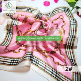 55*55cm 100% Silk Lady Fashion Square Scarf with Chain Painting Printed
