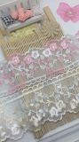 New Design Wholesale Factory Stock 11cm Width Bi-Color Embroidery Organza Lace Mesh Lace for Garments & Home Textiles & Curtains Accessory