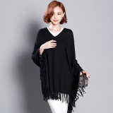 Women Fashion Viscose Knitted Winter Fringe Sweater Tee (YKY2058)