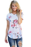 Short Sleeve Round Neck Floral Printed T-Shirt