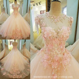 Pink Wedding Dress Lace Flowers Bridal Wedding Gown PV315