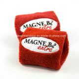 Factory OEM Produce Custom Logo Embroidered Cotton Terry Towel Red Wrist Band Sweatband