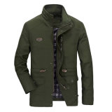 Men's Casual Outdoor Windbreaker Hooded Jacket Cotton Dark Green Coat