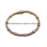 Stainless Steel Mesh Chain Bracelet with Charm Rings