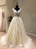 Custom Made Lace Beads Pregnant Bridal Wedding Dress