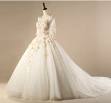 Lace Bridal Gowns 3/4 Sleeves Coral Foral Wedding Dresses Y1003