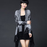 Women Fashion Viscose Knitted Lace Cardigan (YKY2063)