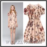2018 Latest Fashion Clothes Lady Summer Silk Printed Floral Party Dress Wholesale