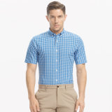 Customize Button Down Bright Color Short Sleeve Flannel Shirt Men