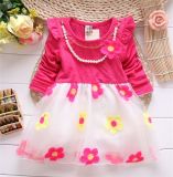 2015 New Arrival Spring Korean Princess Dress /Girls Fashion Dress with Necklace/ Children Wholesale Cotton Clothing Kd1122