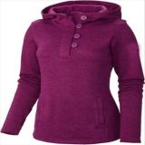 2015 Ladies Long Style Button Pullover Fleece Jacket with Hood
