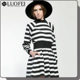 Boutique Women Pleating Black/White Striped Skirt