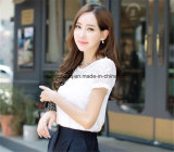 Women Clothing Chiffon Blouse Lace Crochet Female Korean Shirts Ladies Blusas Tops Shirt White Blouses Slim Fit Tops